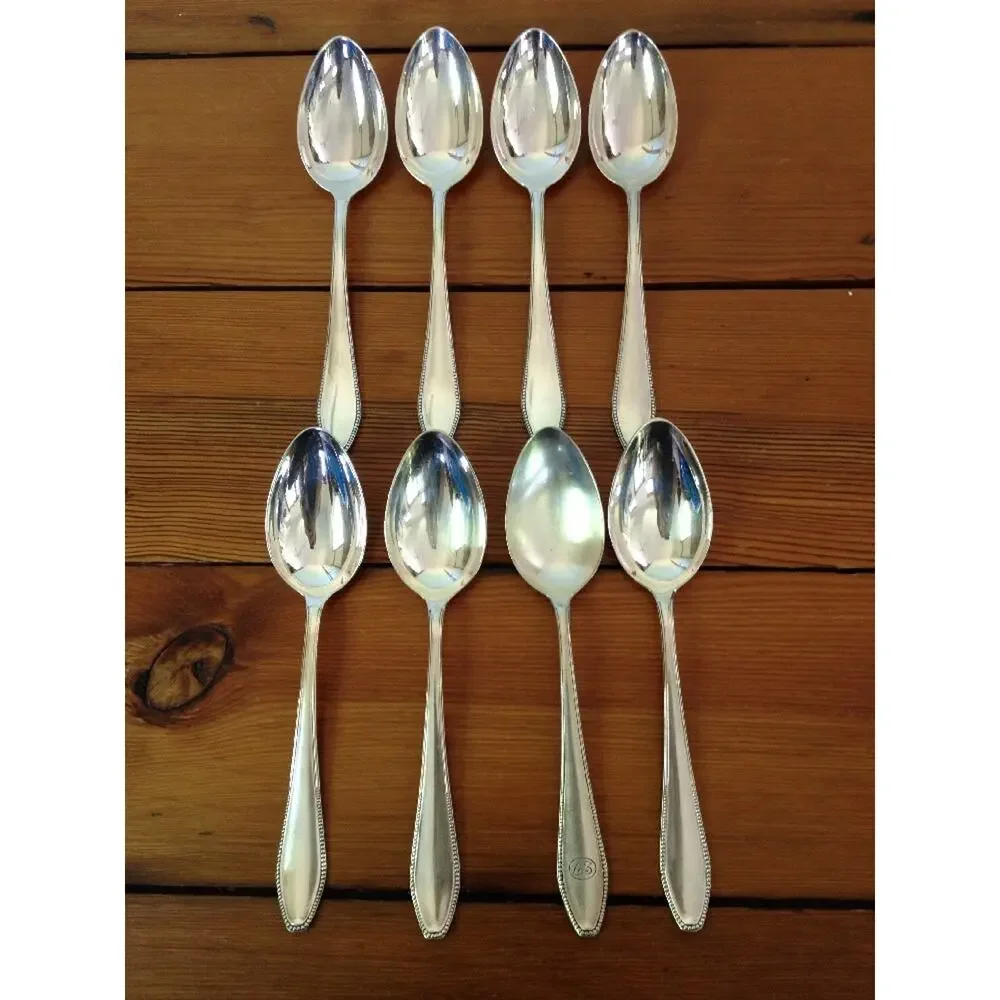 Lot of 8 Vintage Silverplate Bruckmann 90 Spoons Antique Flatware Set 8.5